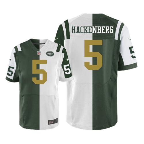 Nike Jets #5 Christian Hackenberg Green/White Men's Stitched NFL Elite Split Jersey - Click Image to Close